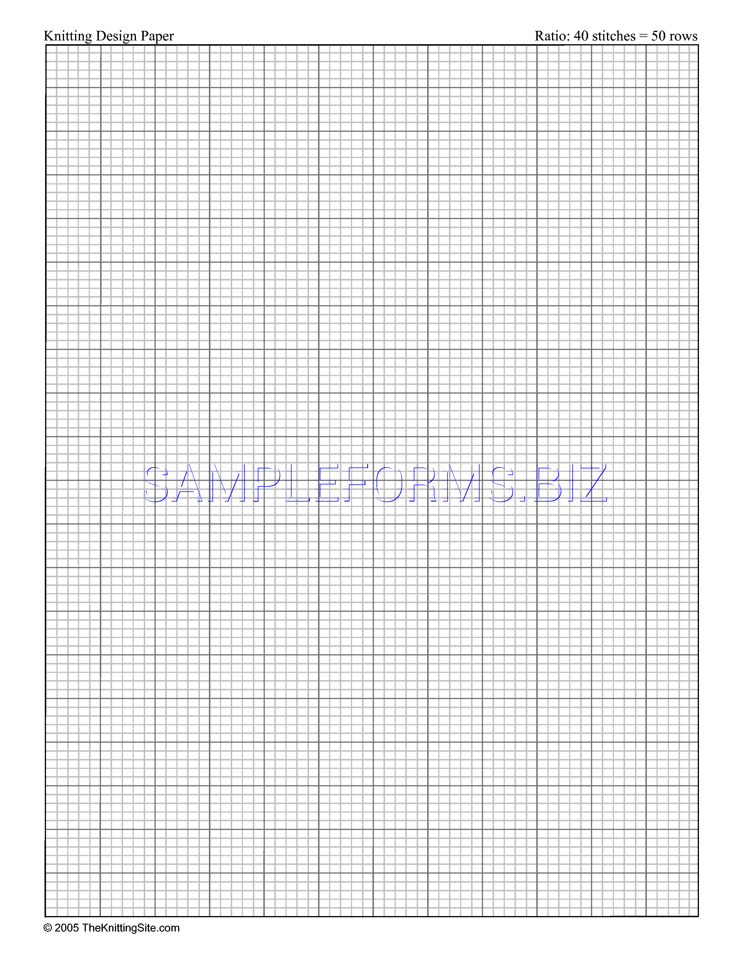 Preview free downloadable Letter Sized Knitting Graph Paper, Ratio 4:5, Portrait Orientation in PDF (page 1)